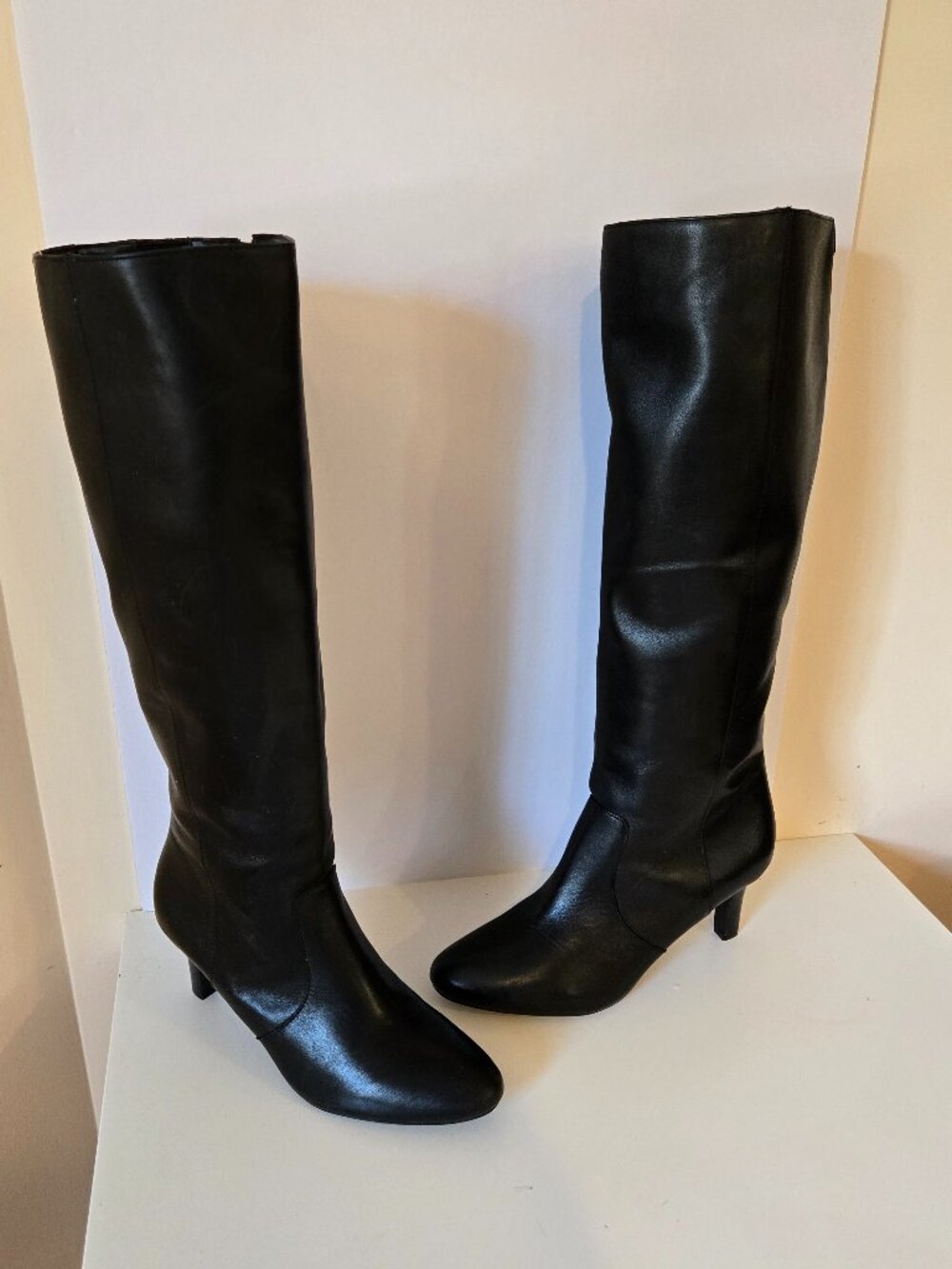 Lauren Ralph Lauren Caelynn Black Leather Knee High Boots Size 8.5